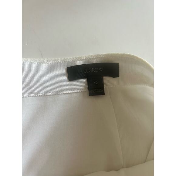 J Crew Pencil Midi Skirt 100% Linen Size 12 White w/ Navy Rickrack Trim Worn 1X - Picture 6 of 10